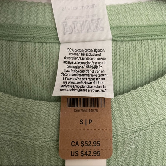 NWT VS Pink Heavyweight Rib Crew Sweatshirt - Lime Green - Picture 9 of 9